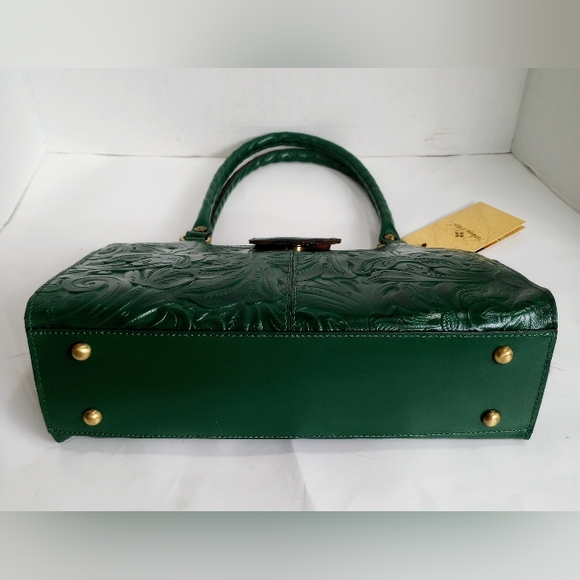 NWT Patricia Nash Tooled Leather Rienzo Satchel Shoulder Bag, Soft Green - Picture 9 of 15